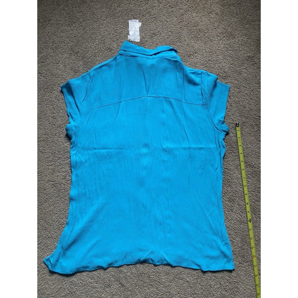 New York & Company Cap Sleeve Button Up Blouse Women’s Size L Color Aqua NWT - Picture 7 of 7